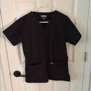Women’s, Landau V-Neck Black Scrub Top, Small